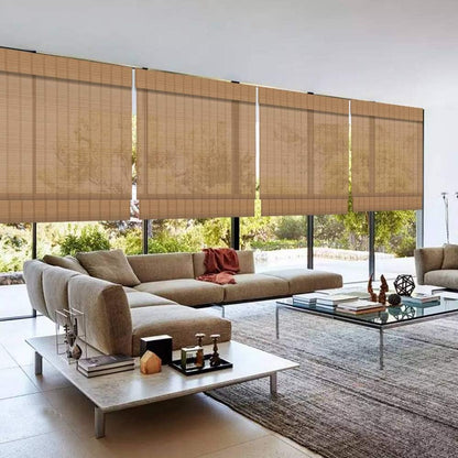 LETAU Wood Window Roman Shades, Bamboo Light Filtering Window Blinds for Indoor Home, Office, Kitchen, Pattern 3