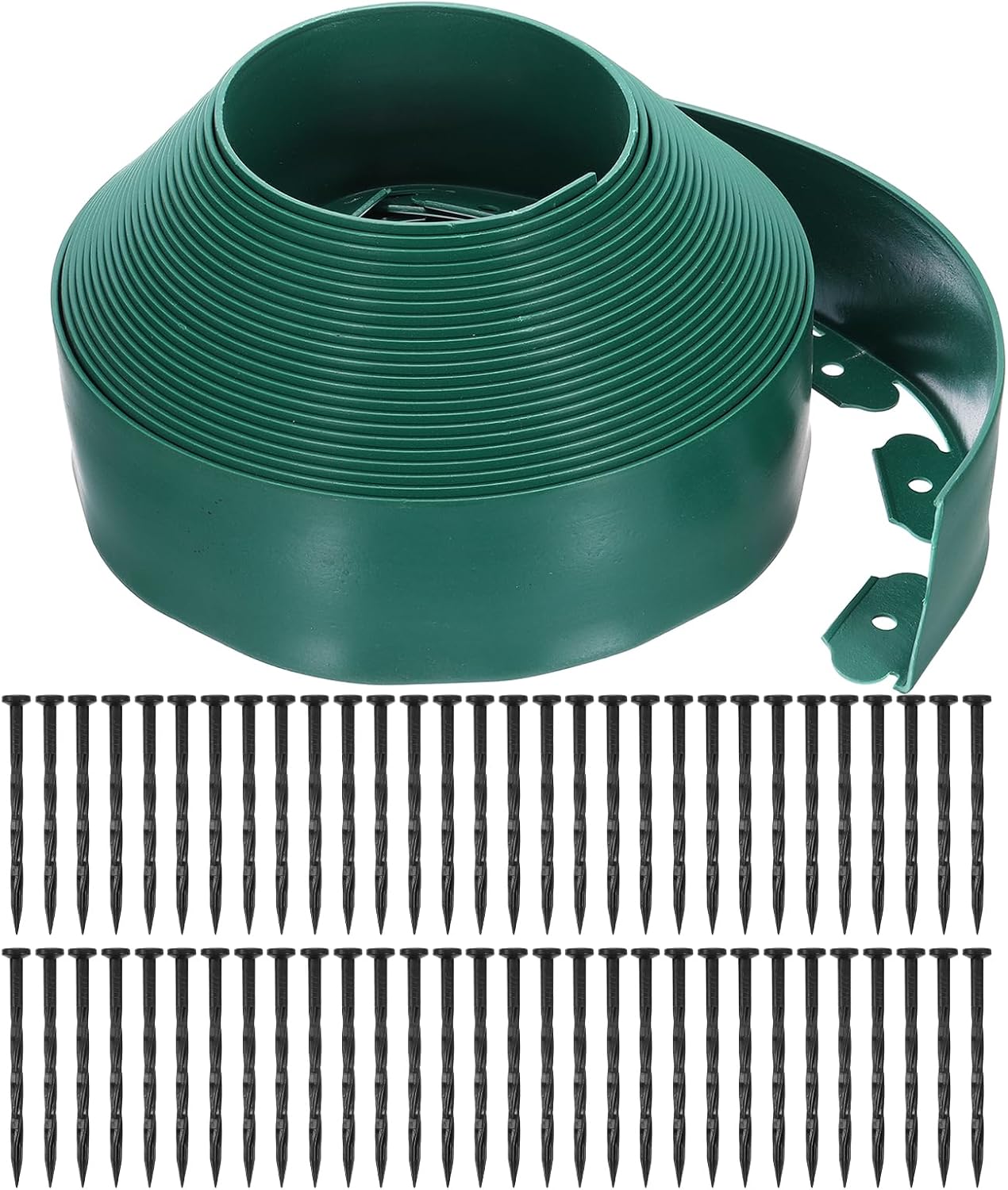 uxcell Landscape Edging, 1Pcs 66FT x 3.94" - No Dig Garden Edging Kit with 60 Stakes, Landscape Edging Border for Garden Lawn Flower Bed Yard Grass (Green)