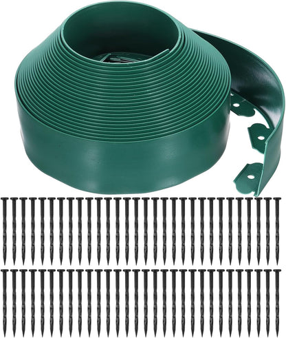 uxcell Landscape Edging, 1Pcs 66FT x 3.94" - No Dig Garden Edging Kit with 60 Stakes, Landscape Edging Border for Garden Lawn Flower Bed Yard Grass (Green)