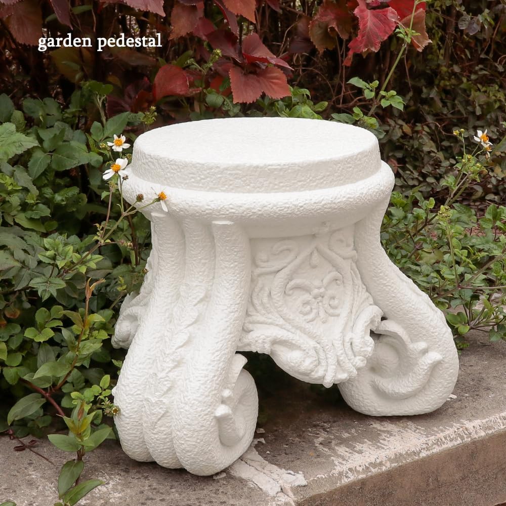 Outdoor Pedestal Stand for Garden Decor - ClassicalL Plinth Pedestal Stand for Statues, Decorative Garden Pedestals and Statue Stand,12" Tall