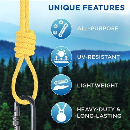 TECEUM Cotton Rope 3/16” (5 mm) – 50 FT – Strong All-Purpose Braided Rope – Natural Cotton – for Crafting, Сamping, Clothes Line, DIY, Indoor & Outdoor Use – Yellow