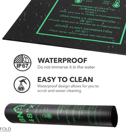 BN-LINK Seedling Heat Mat Warm Hydroponic Heating Pad Waterproof 48" x 20.75" for Seed Starting Greenhouse and Germination