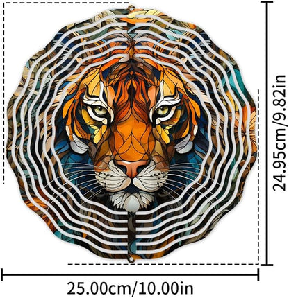 Metal Tiger Wind Spinner Gift for Boy Girl Kids Colorful Tiger Hanging Wind Spinner for Outdoor Garden Decor Animal Wind Sculptures for IndoorOutside Lawn Yard
