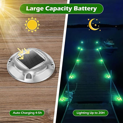 AGPTEK Solar Driveway Lights Outdoor 12 Pack, 2 Color Modes LED Deck Dock Marine Waterproof Security Marker Lights for Step Sidewalk Stair Garden Pathway Walkway Yard(Green/Red)