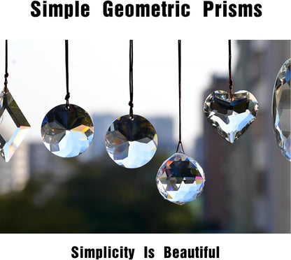 2PCS 5" Circle Crystal Sun Catcher Prisms, STINO Hanging Suncatchers with Glass Prism, Rainbow Maker for Windows, Balcony, Kitchen, Garden Decoration (1, Circle Clear 2Pcs)