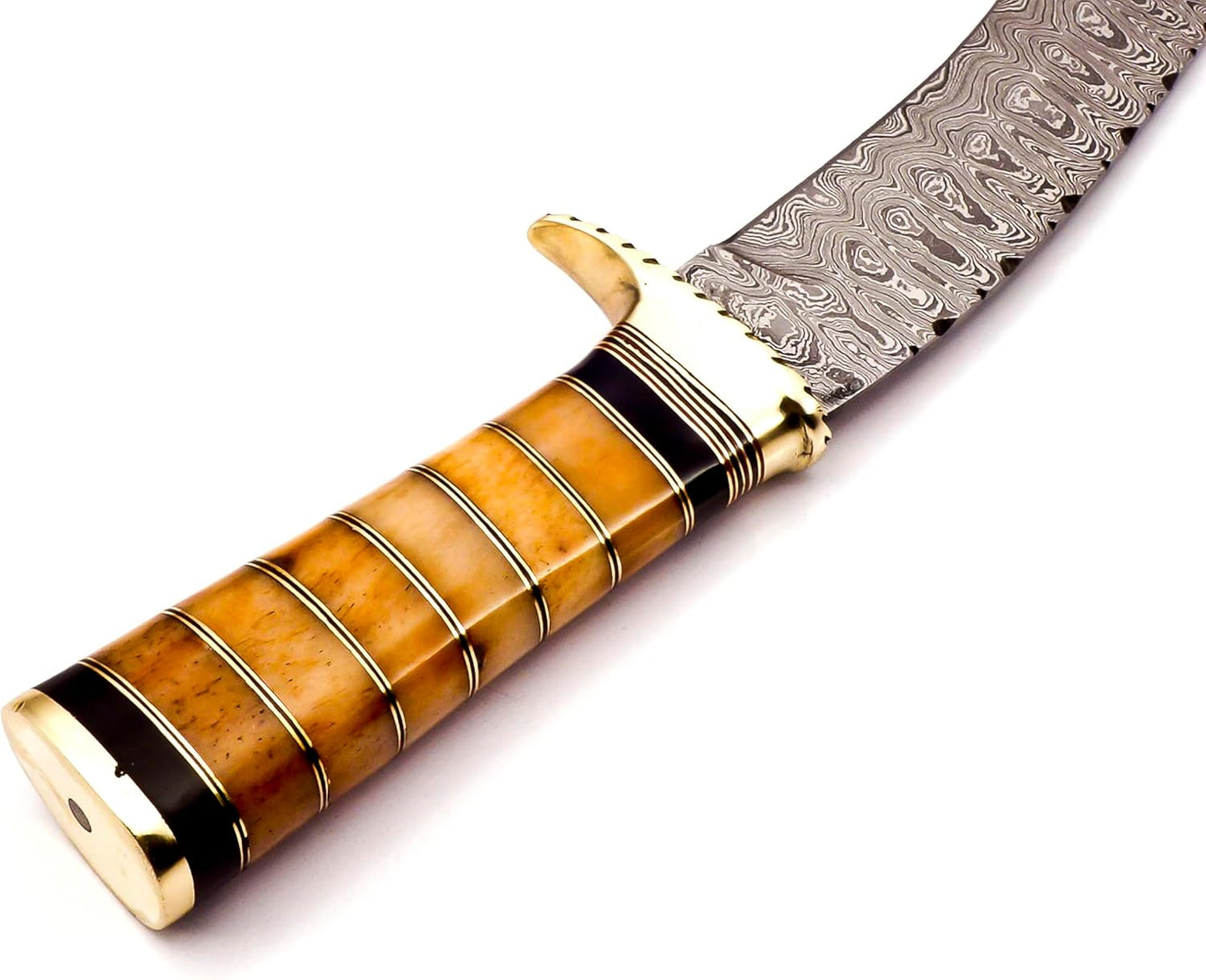 Delta :Handmade Damascus steel 15" Kukri knife-Damascus Steel Knife-for Outdoor & indoor Survivals, Best for Hunting,Camping With Original Camel Bone Handle