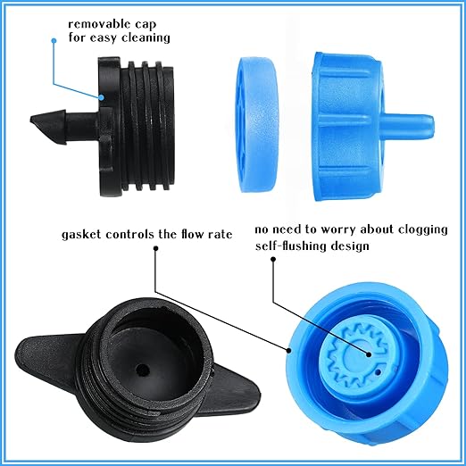 50 Pcs Drip Irrigation Emitters 1/4 Inch 4 GPH Water Tubing Irrigation Tubing Pressure Compensating Dripper Emitters System Drip Tip Constant Flow Heads Parts for Garden Watering Dripper