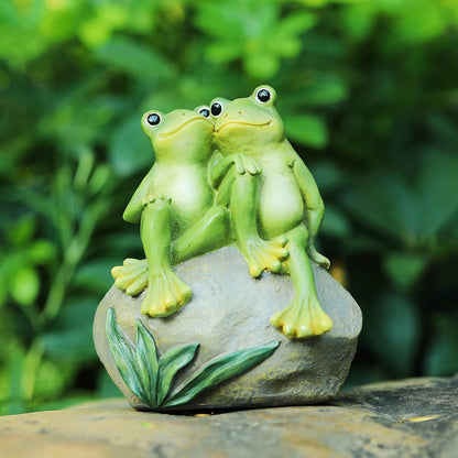 Resin Frog Garden Statue, Green Frog Figure for Outdoor Decor Yard and Garden Decoration Resin Sculpture (Style 1)