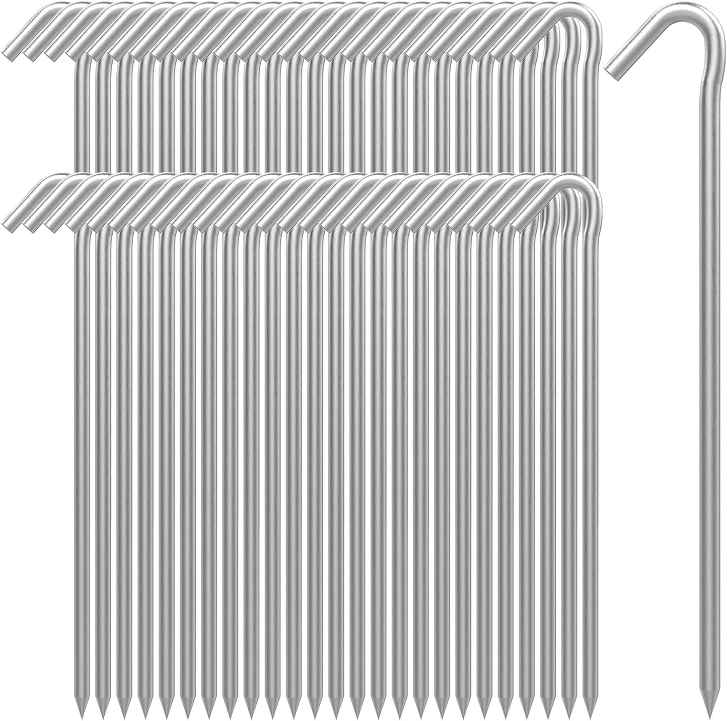 AAGUT Tent Stakes Heavy Duty Metal 9 Inch, 50 Pack Rust-Resistant Galvanized Steel Camping Stake Garden Edging Fence Hooks Yard Tent Pegs for Inflatable, Tarp, Outdoor Christmas Decorations