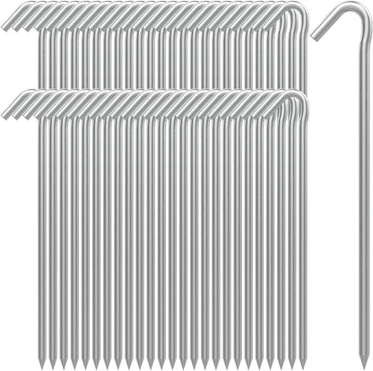 AAGUT Tent Stakes Heavy Duty Metal 9 Inch, 50 Pack Rust-Resistant Galvanized Steel Camping Stake Garden Edging Fence Hooks Yard Tent Pegs for Inflatable, Tarp, Outdoor Christmas Decorations