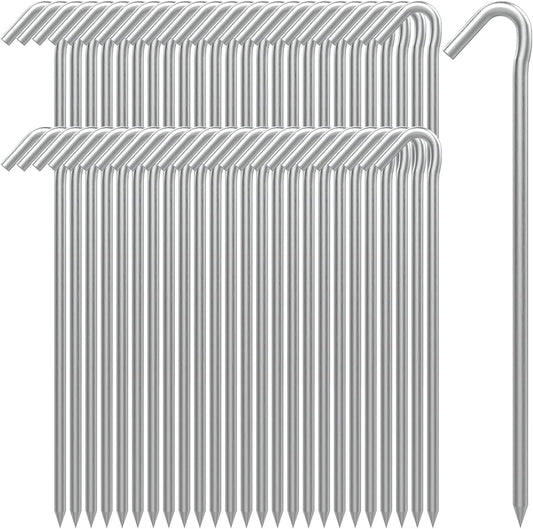 AAGUT Tent Stakes Heavy Duty Metal 9 Inch, 50 Pack Rust-Resistant Galvanized Steel Camping Stake Garden Edging Fence Hooks Yard Tent Pegs for Inflatable, Tarp, Outdoor Christmas Decorations