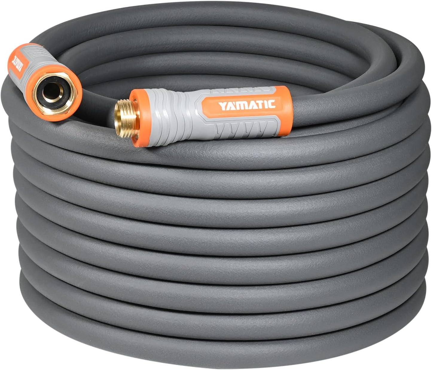 YAMATIC Heavy Duty Garden Hose 5/8 in x 50 ft with Swivel Handle, Super Flexible Water Hose, All-weather, Kink Resistant, Burst 600 PSI, Grey