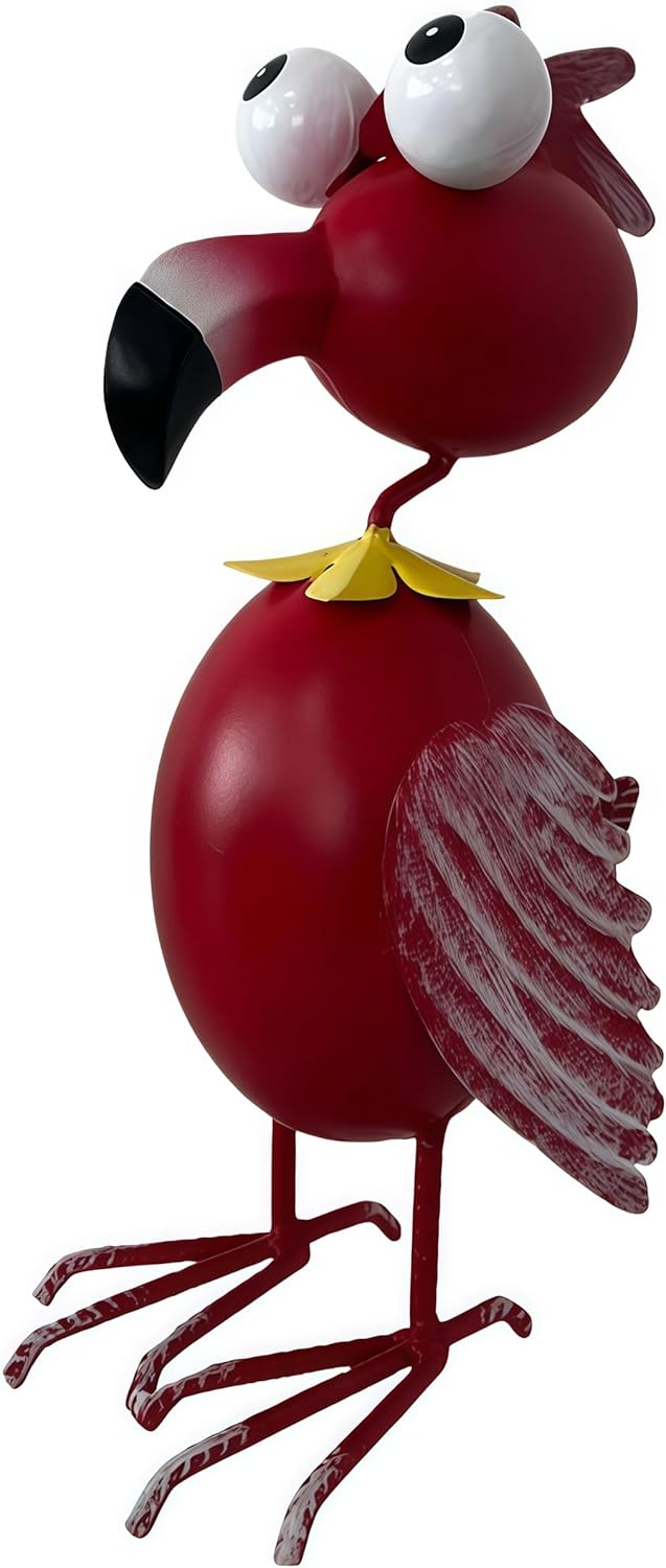 Metal Flamingo Decor Garden Staute Outside - Art Red Flamingos Yard Art Outdoor Garden Sculptures for Patio Backyard Porch Decoration, Gifts for Mom