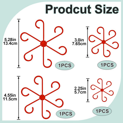 4PCS Plant Stem Support, 4 Sizes Climbing Houseplant Stem Holders, Plastic Reusable Flower Trellis Stem Hook Plant Care Growth Accessories for Flower Plants Indoor Outdoor- Red