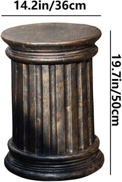 Decorative Roman Column Pedestal, Black Bronze, MGO Cement with Fiber, Classical Garden Pillar, Indoor Outdoor Decor, 19.7inch Height, Wrap Foam Safely Delivered from Local Warehouse