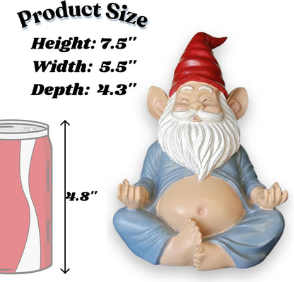 Meditating Yoga Gnome Statue - 7.5'' Handcrafted Garden & Indoor Decor, Meditation Zen Sculpture with Lotus Pose, Weatherproof Outdoor Ornament & Home Decoration, Unique Gift for Women/Men