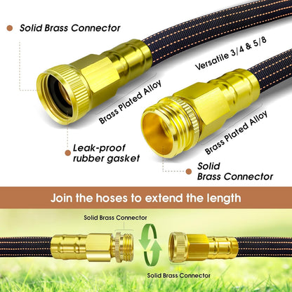30ft Lightweight Flexible Garden Hose,Non-Slip Handles,Non-kink Hose,Solid Brass Fitting for Boats, RV Water Hose,Marine Washdown,Lawn,Garden,Leakproof TPE Hose(GreenBlack, 30 FT)