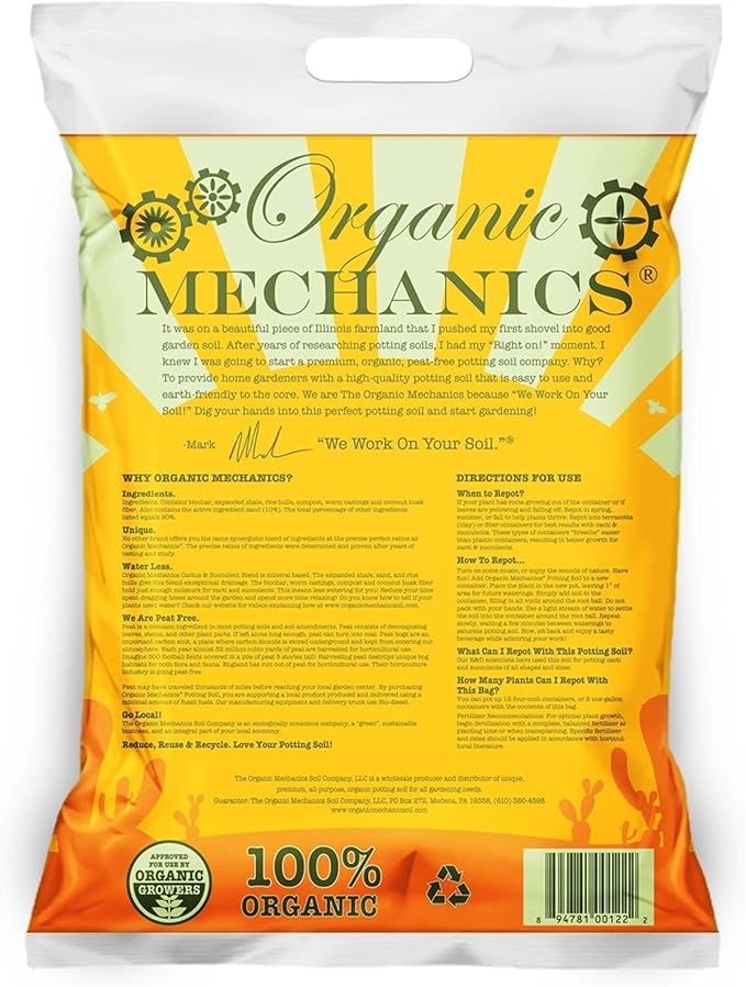 Cactus and Succulent Blend Potting Soil, 8 Quarts – Enhances Root Growth & Water Drainage with Biochar, Rice Hulls, and Worm Castings - Peat-Free, Eco-Friendly & Locally Sourced