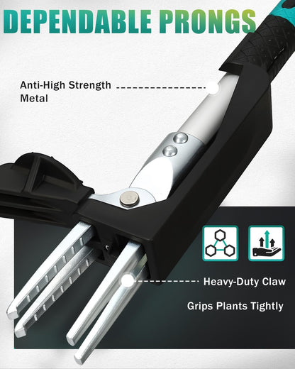 Breeze Touch 39" Weed Pulling Tool, 4-Claw Detachable Weed Puller Tool with Long Handle Adjustable, Heavy Duty Stand Up Weeder Weeding Tool for Lawn, Yard, Garden, Dandelion Picker, Weed Remover