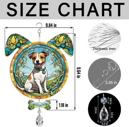 Jack Russell Terrier Dog Ears Wind Spinner, Jack Russell Terrier Wind Spinner Hanging for Yard and Garden V02