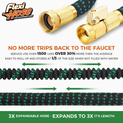 Flexi Hose with 8 Function Nozzle, 50FT - Lightweight Expandable Garden Hose, No-Kink Flexibility
