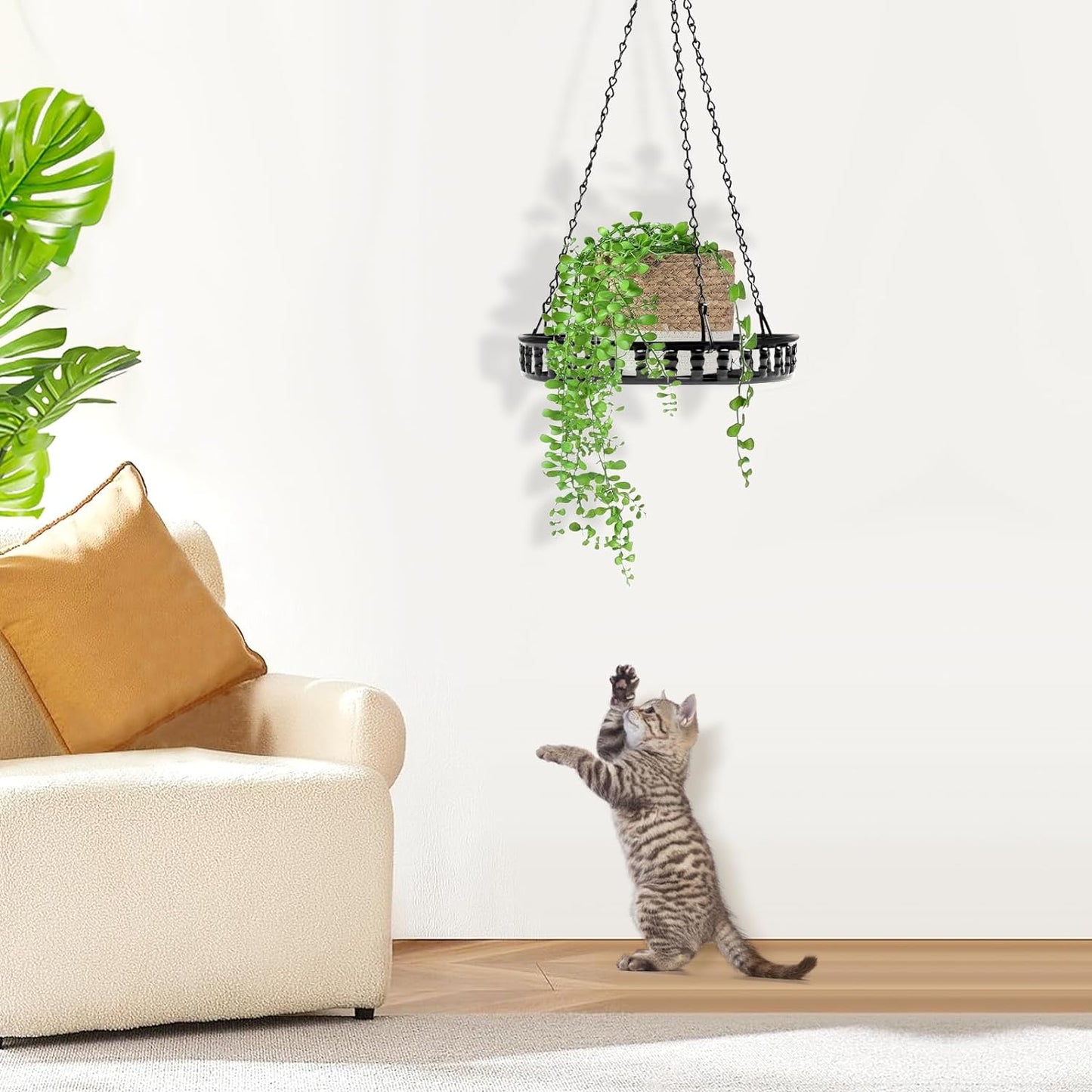 Plant Hanger Indoor Outdoor 3 Pack, Hanging Planter for Indoor Outdoor Plants, Hanging Plant Holder Shelf, Plant Hanging Basket, Decorative Metal Plant Holder, Black-3pcs