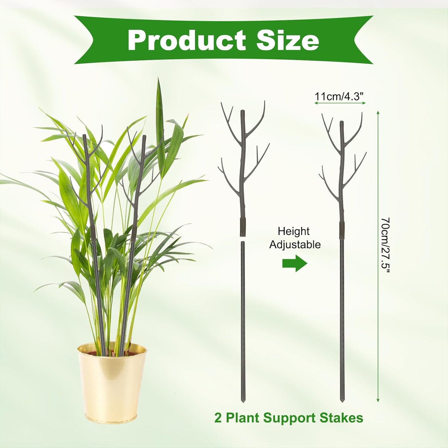 uxcell 2 Pcs Plant Support Stakes, 27.5" Twig Plant Stem Support Structures Garden Branches Plants Supports for House Potted Monstera Plants, Brown