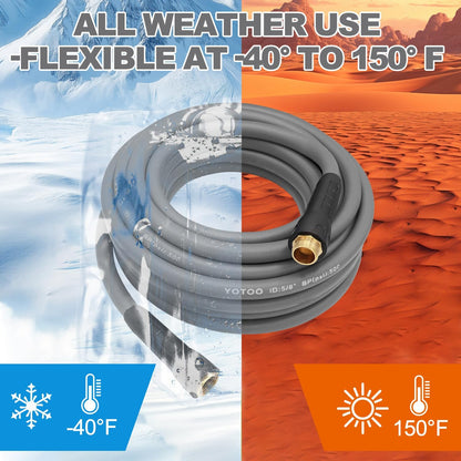YOTOO Heavy Duty Hybrid Garden Water Hose 5/8-Inch by 50-Feet 150 PSI Kink Resistant, Flexible with Swivel Grip Handle and 3/4" GHT Solid Brass Fittings, Gray