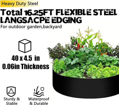 5Pack Galvanized Steel Landsacpe Edging,40“/L x 6.5"/H No Dig Edging for Landscaping,Garden Edging Lawn Border for Yard Pathway Divider(33FT Total Length)