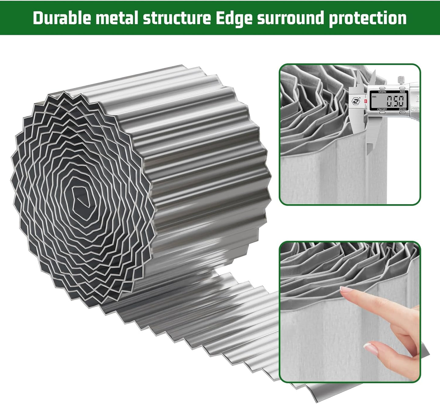 SnugNiture Corrugated Metal Garden Edging,12" x 20' Sturdy Lawn Edging Border,Landscape Edging Border for Lawn, Flower Bed,Garden and Yard