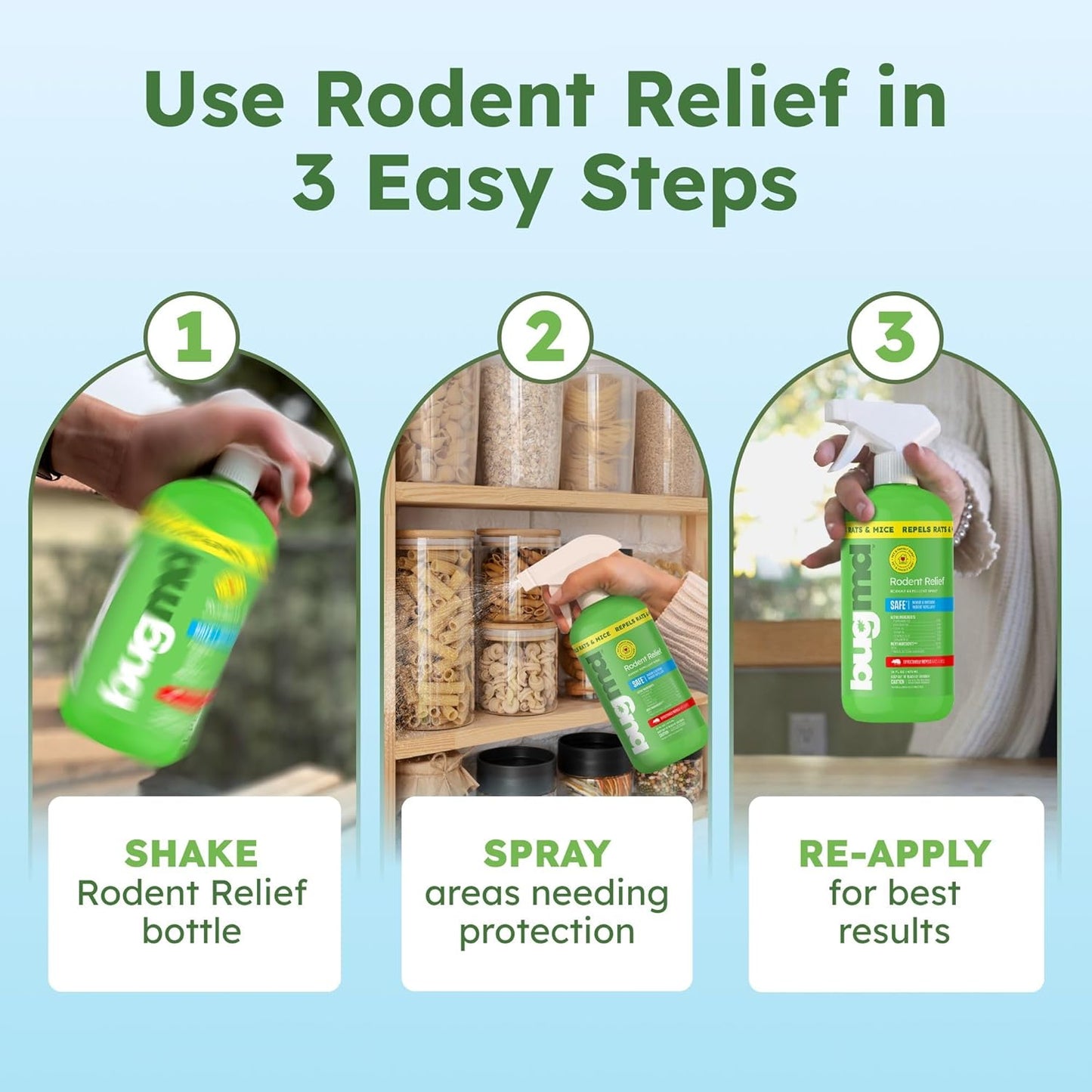 BugMD Peppermint Oil Spray for Rodents (2 Pack- 16oz) Mouse Repellent & Rodent Repellent Spray, Natural Mice Repellent with Cinnamon, Clove, and Rosemary Oils - Safe Indoor & Outdoor Use