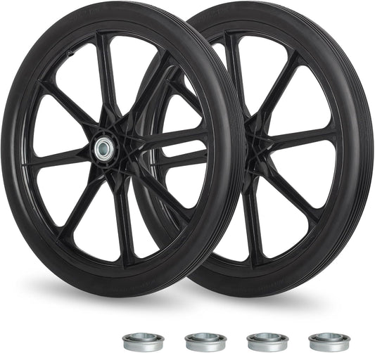 20" Flat Free Tire and Wheel, with 3/4" & 5/8" Bearing, 2.45" Centered Hub, Replacement Wheel For