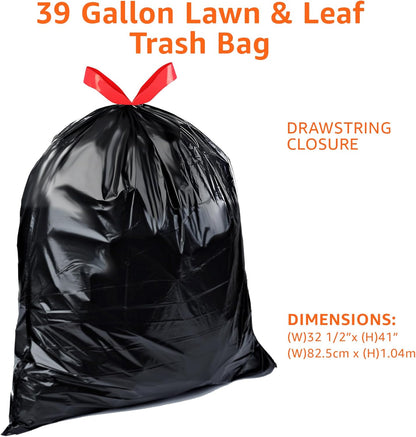 Amazon Basics Lawn & Leaf Drawstring Trash Bags, 39 Gallon, 40 Count (Pack of 4)