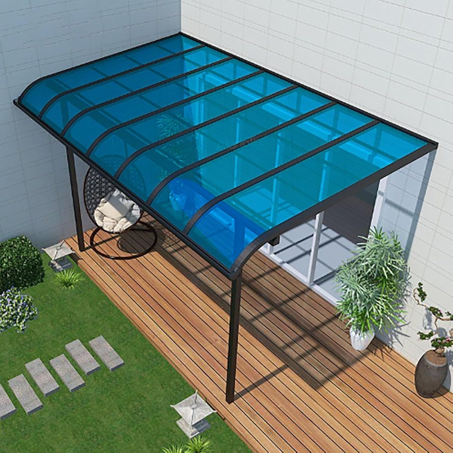 Daylighting Roof Panels Outdoor Sunshade Canopy Panels Greenhouse Panels Not Easy to Deform Easy to Assemble for Outdoor Shed Panels.(Blue,2.62x19.7ft)
