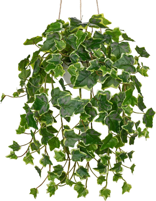 Hollyone Fake Hanging Plants with Pots, Artificial Potted Ivy Vine Faux Ivy Leaves Hanging Greenery