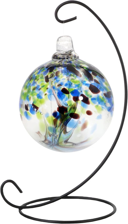 Dale Tiffany AC25002-D3 Rainbow Tree of Life Hand Blown Art Glass Ornament Witch Globe Gazing Ball, Mystic, 3" Diameter with Hanging Stand