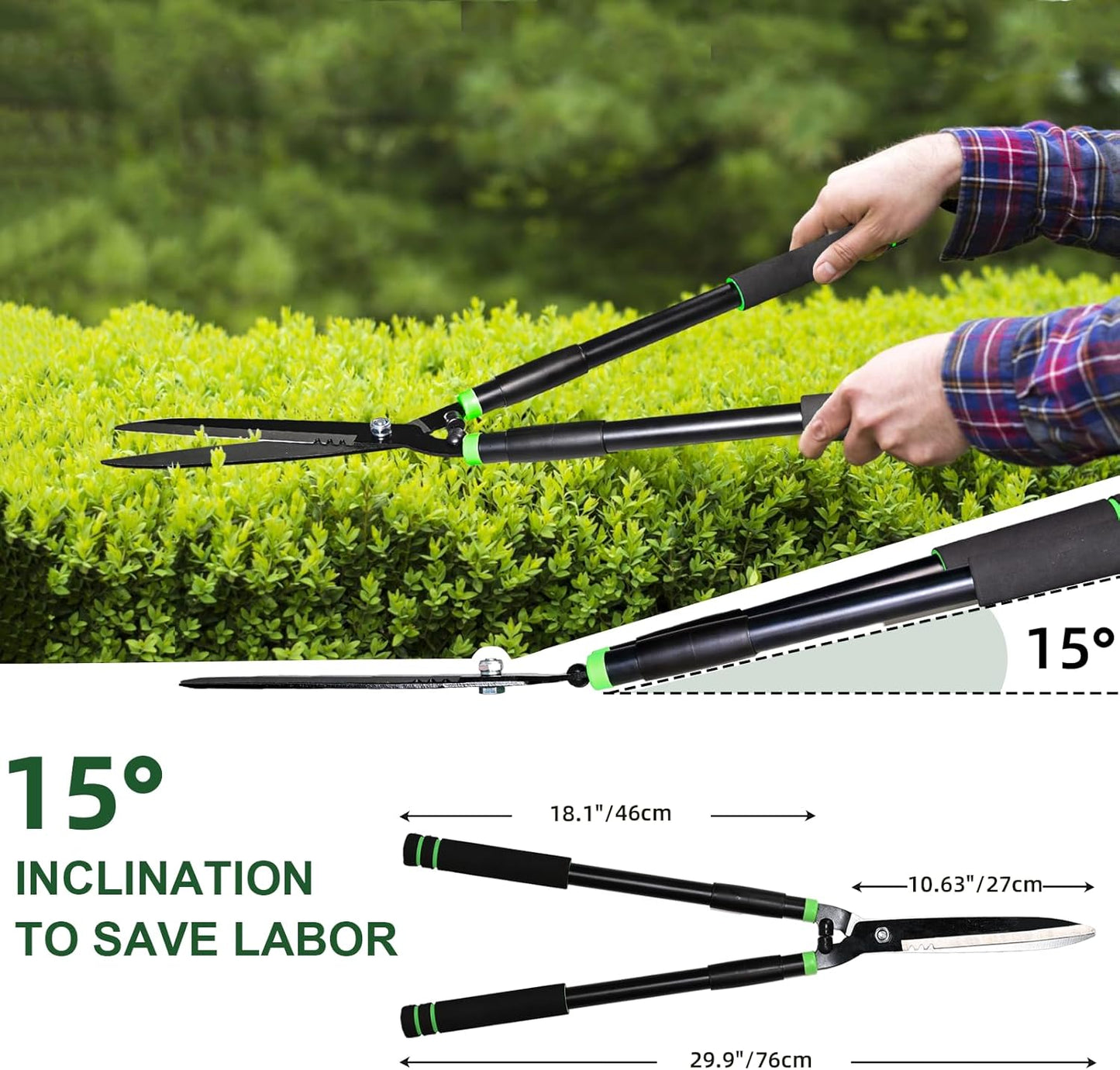 29.9" Hedge Shears,Professional Pruning Shears For Gardening,Sharp Hedge Clippers Handheld With Comfort Grip Handles,Carbon Steel Garden Clippers Handheld for Precise Trimming Gardening Tools