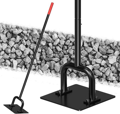 Heavy Duty 10"x10" Steel Tamper Tool with 57" Long Handle and Rubber Grip, Hand Compactor Tool for Soil, Gravel, Asphalt, Driveway, Sidewalk and Paver Base Leveling
