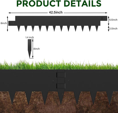 6-Pack 8 inch Black Metal Landscape Edging, Metal Garden Edging Border with 6 Clips,40 Inch Steel Landscape Edging for Yard, Garden, Lawn