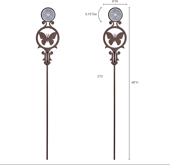 Touch of Class Pathways Reflective Driveway Marker Stake Set of Two for Outdoor Use | Butterfly Emblem Design | Personalized Tall Reflector Set of 2 | Weathered Bronze Durable Finish