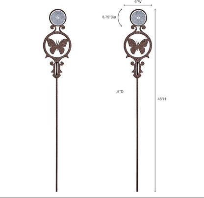 Touch of Class Pathways Reflective Driveway Marker Stake Set of Two for Outdoor Use | Butterfly Emblem Design | Personalized Tall Reflector Set of 2 | Weathered Bronze Durable Finish