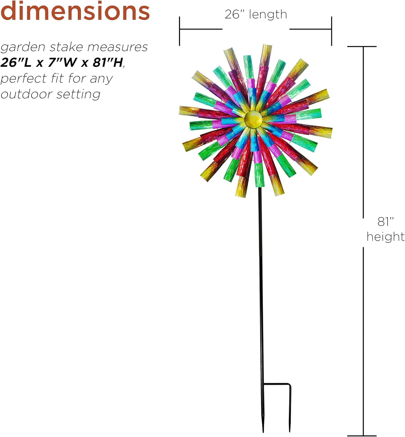 Alpine Corporation 81" Tall Outdoor Colorful Flower Wind Spinner Stake Yard Decoration, Multicolor