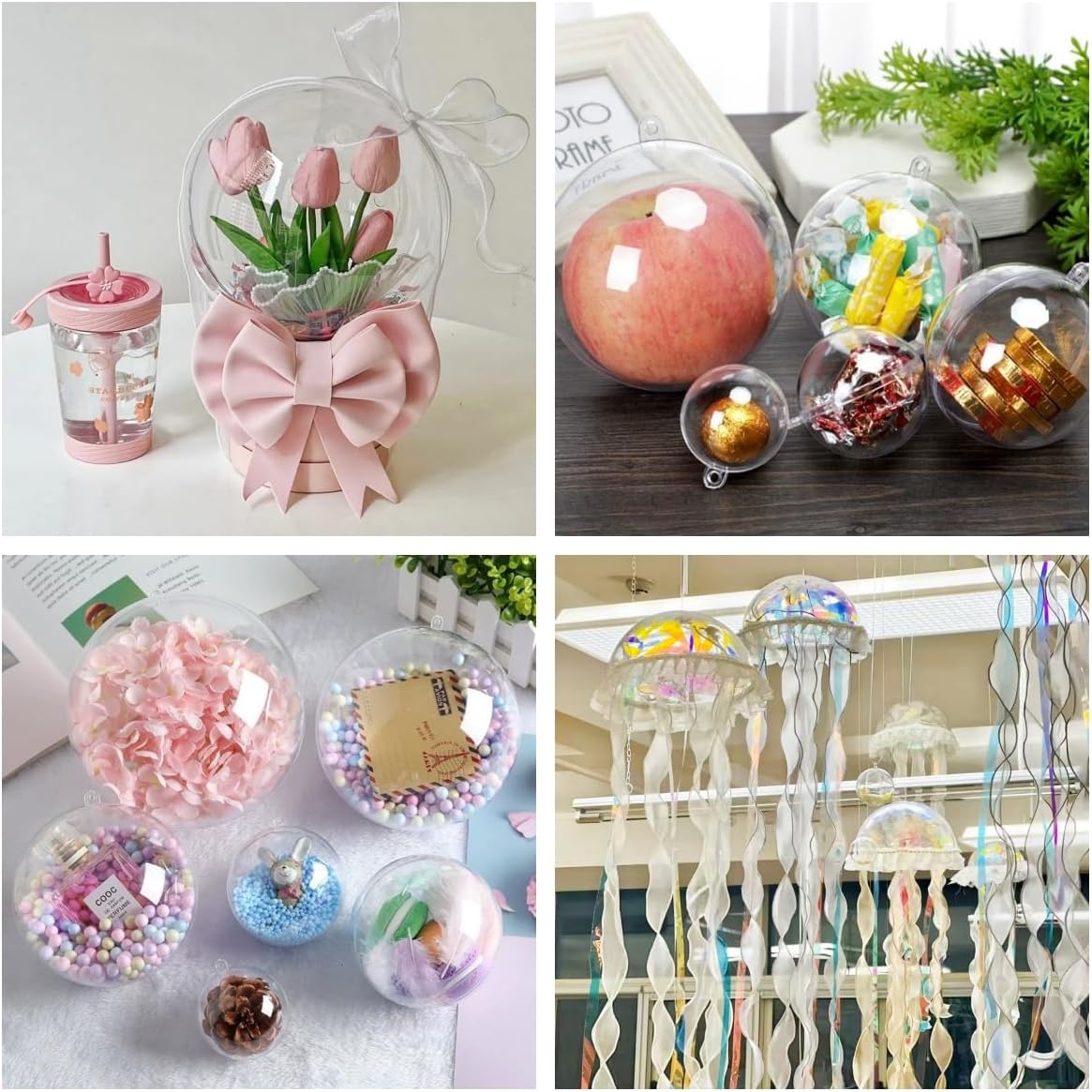 Acrylic Hollow Ball, Clear Plastic Fillable Ornaments Ball, DIY Clear Plastic Balls for New Years Present,Xmas Tree,Home Decoration,Wedding,Party (16cm/6.3inch，5pcs)