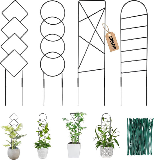 Outdoor Plant Trellis for Climbing Plants, Metal Garden Trellis for Potted Plants,Plant Stakes for Indoor Plants Accessories Hoya,Flower,Plant Support,Plant Gifts (4PCS)