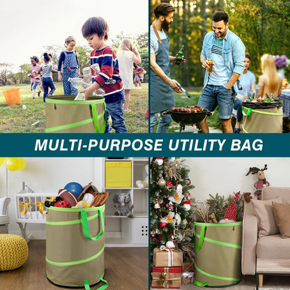 Colwelt Collapsible Leaf Bags 31Gallon, Pop-up Reusable Garden Bag Collapsible for Yard Waste, Heavy Duty Collapsible Trash Can with Hard shell Base, Garden Waste Yard Bags for Yard Garden Camping
