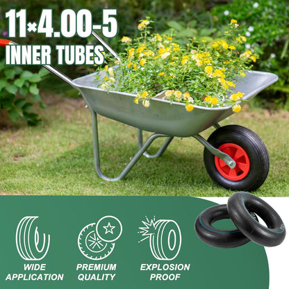 11x4.00-5 Inner Tube 11x4.50-5 11x6.00-5 Heavy Duty Replacement Tire Tubes with Bent Valve Stem for Wheelbarrows, Mowers, Hand Trucks - 2 Pack
