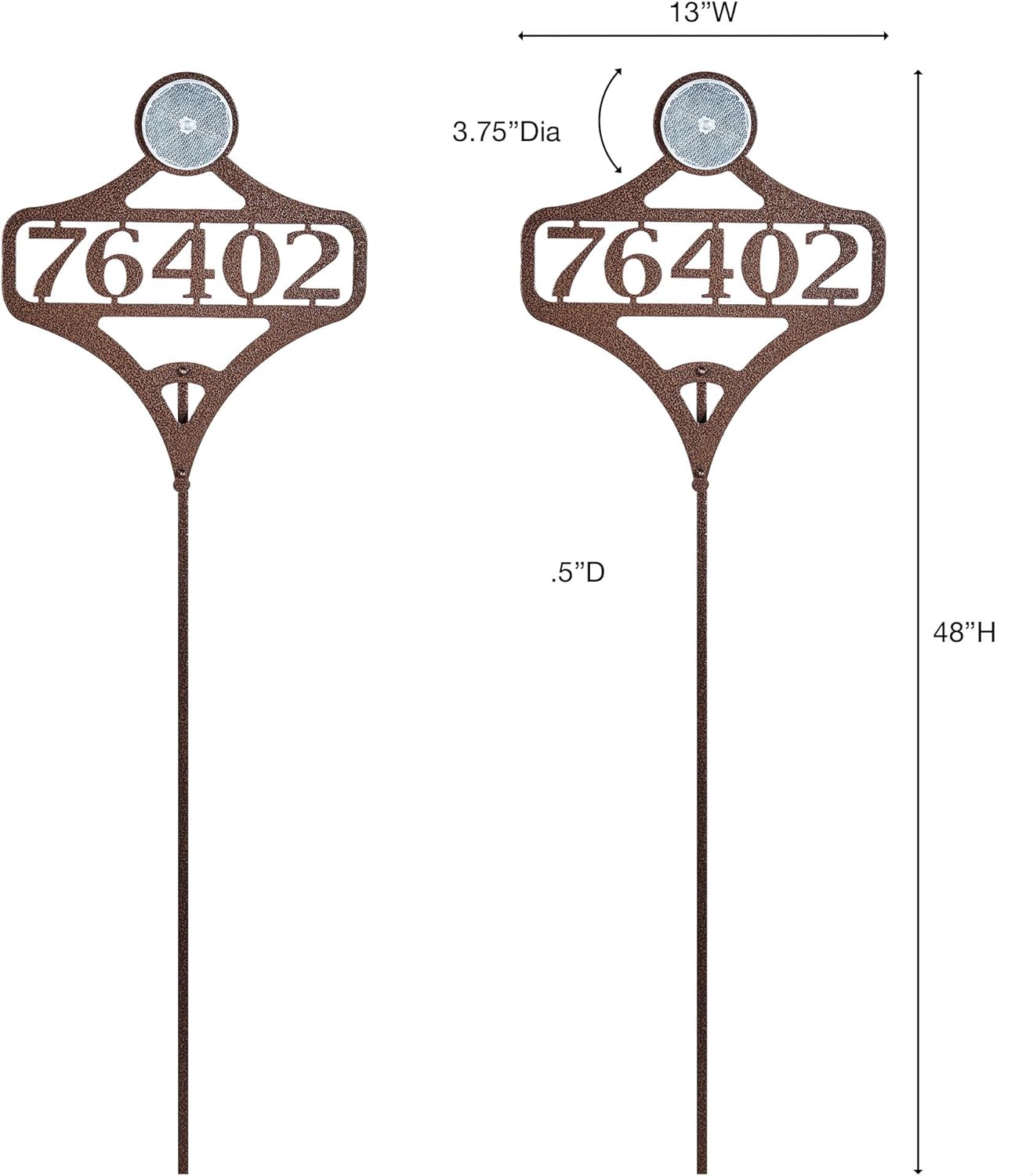 Touch of Class Pathways Custom Address Sign Reflective Driveway Marker Stake Set of Two | Personalized with 1-5 House Numbers or Name | Tall Reflector Set of 2 | Weathered Bronze Durable Finish