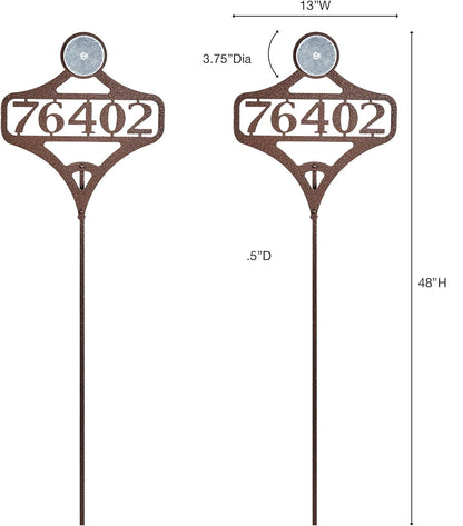 Touch of Class Pathways Custom Address Sign Reflective Driveway Marker Stake Set of Two | Personalized with 1-5 House Numbers or Name | Tall Reflector Set of 2 | Weathered Bronze Durable Finish