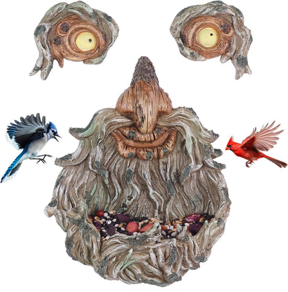 MEETYAMOR Garden Decor for Outside, Funny Tree Faces Bird Feeder Decor Outdoor Statues, Whimsical Old Man Tree Sculpture Decorations for Lawn, Patio, Yard Art