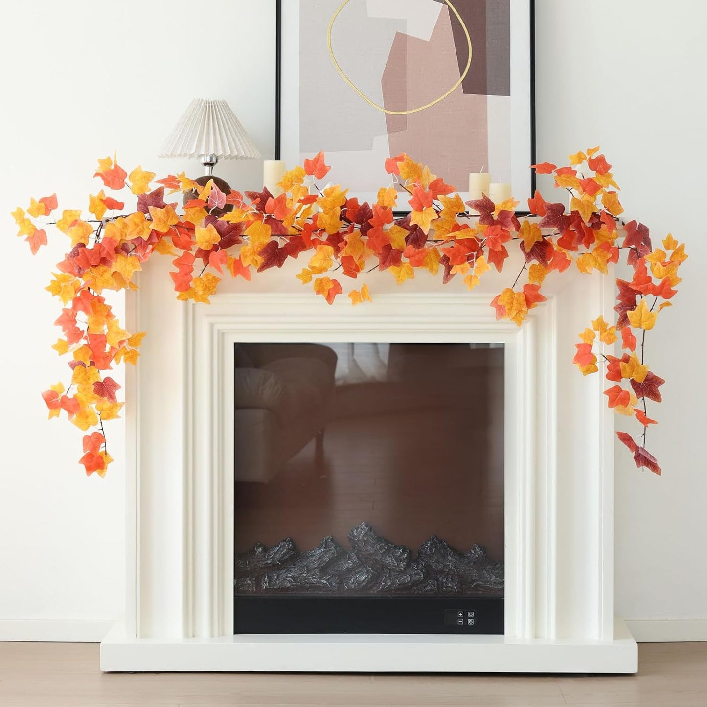 mizii 5 Packs 360" Artificial Vines Fall Ivy Garland Fake Vine Realistic Silk Leaves Faux Hanging Plants Greenery Decoration for Outdoors Wedding Party Indoor Mantle Bedroom Fall Decor (Fall Ivy)